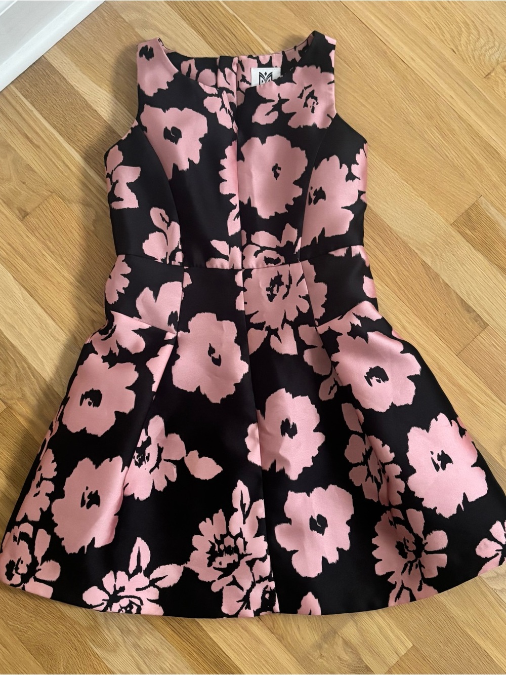 Milly Minis Girls' Sleeveless Black & Pink Floral Party Dress
